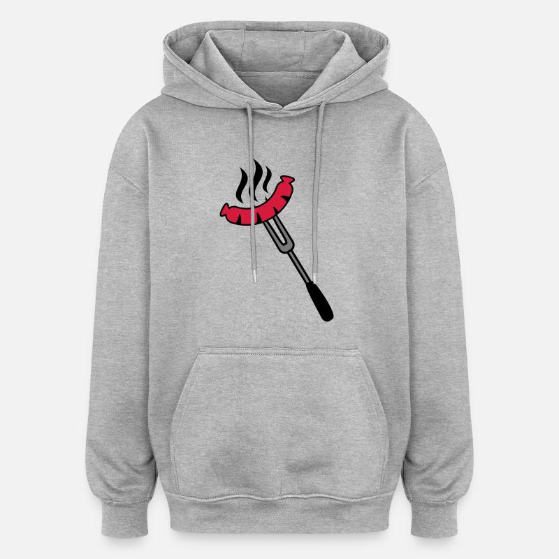 Grill Sausage Logo - Sweat à capuche oversize unisexe - gris chiné