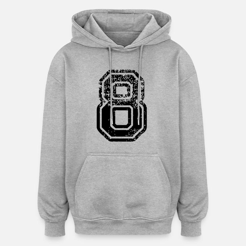 8 - Nummer - Oversized Unisex Hoodie - Grau meliert