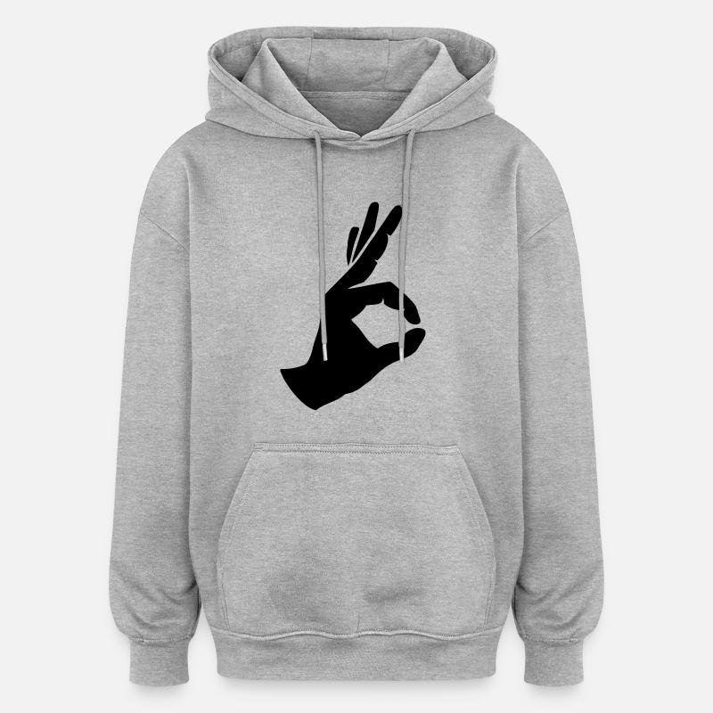 Doigt - Sweat à capuche oversize unisexe - gris chiné