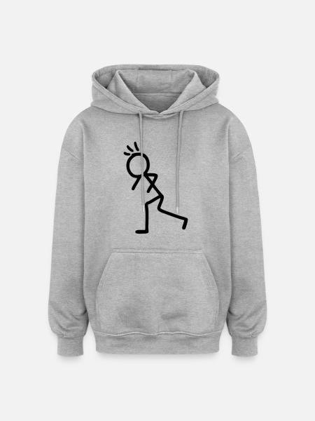 Stick figure - run - Oversized Unisex Hoodie - heather grey