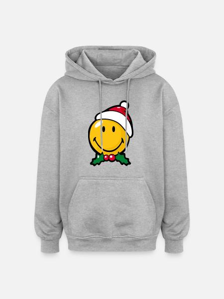 Smiley Christmas Good Mood - Oversized Unisex Hoodie - heather grey