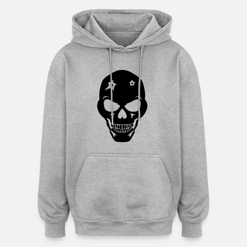 skull_02 - Sweat à capuche oversize unisexe - gris chiné