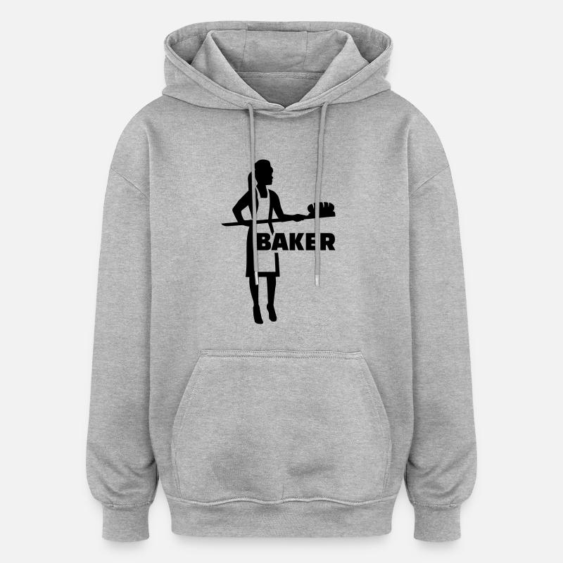 Boulangère - Sweat à capuche oversize unisexe - gris chiné
