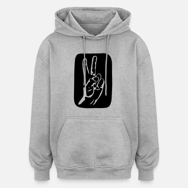 peace hand - Oversized Unisex Hoodie - Grau meliert