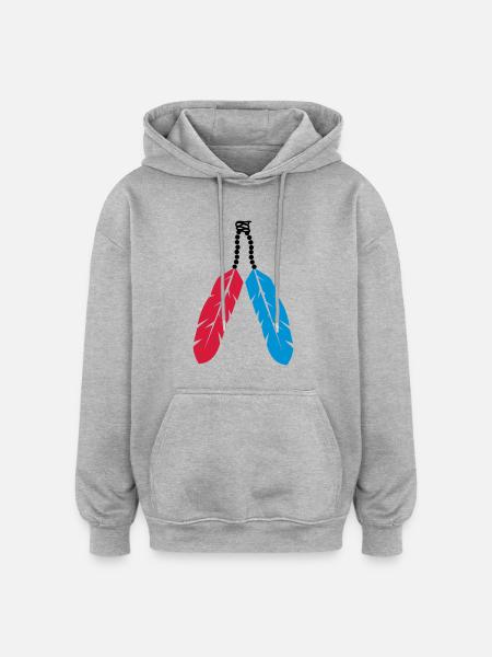 federn_002 - Oversized Unisex Hoodie - Grau meliert