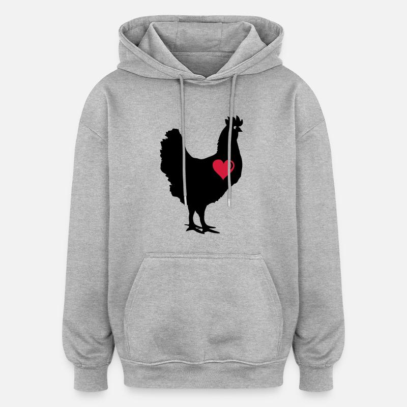 chicken_love_2 - Sweat à capuche oversize unisexe - gris chiné