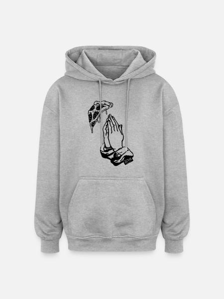 Pray for Pizza - Oversized Unisex Hoodie - Grau meliert