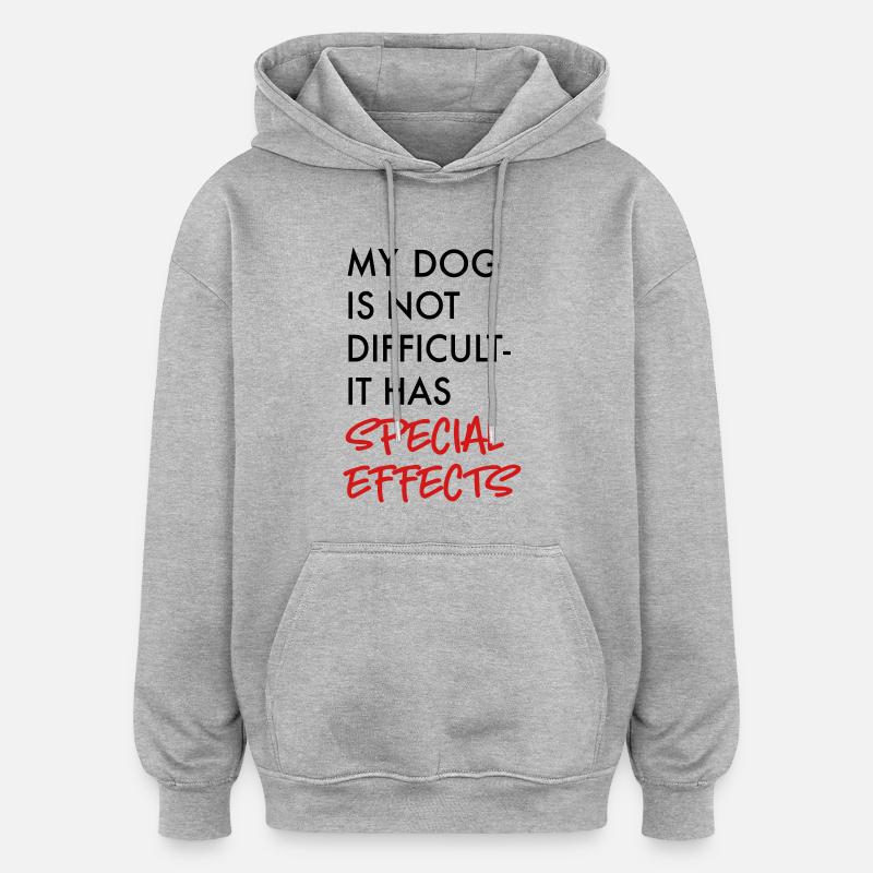 chien difficile - Sweat à capuche oversize unisexe - gris chiné