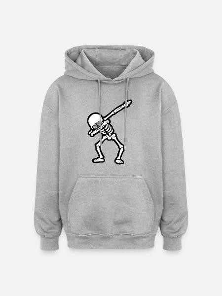 Cool Skull Dabbing - Oversized Unisex Hoodie - Grau meliert