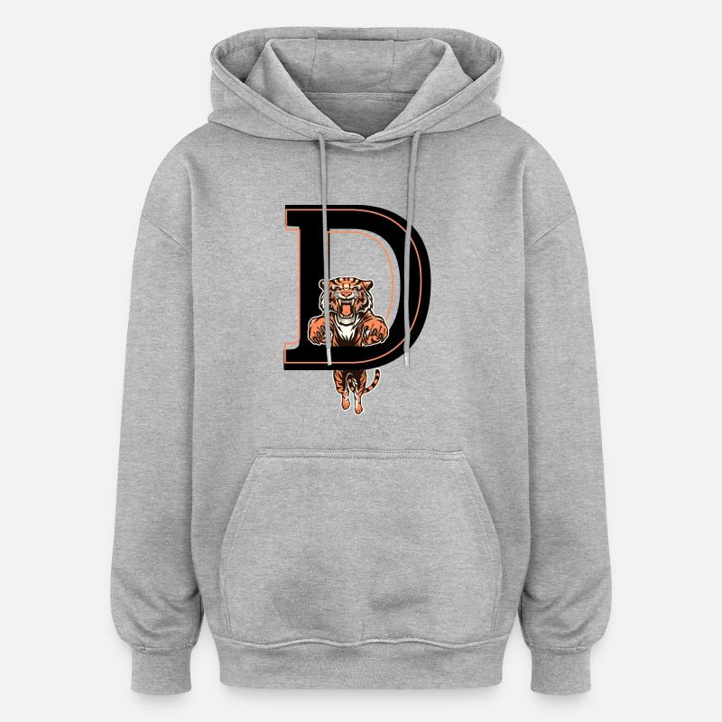 Tiger Letter - Gift Idea - Oversized Unisex Hoodie - heather grey