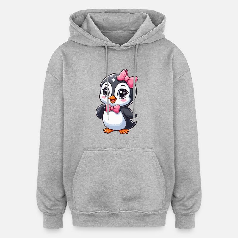 Filles pingouin - Sweat à capuche oversize unisexe - gris chiné
