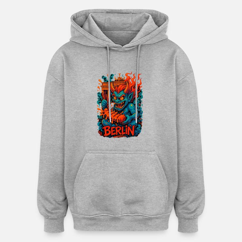 Berlin Oni – Currywurst Chaos - Sweat à capuche oversize unisexe - gris chiné