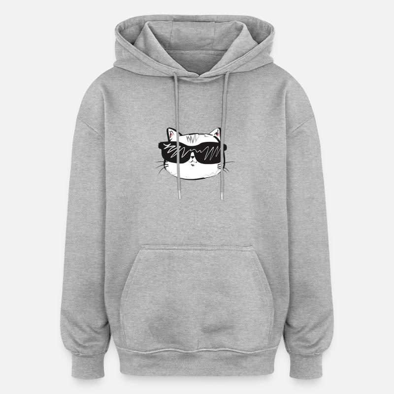 cat - Sweat à capuche oversize unisexe - gris chiné