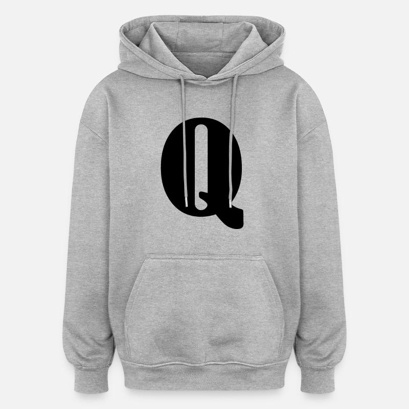 Q - Sweat à capuche oversize unisexe - gris chiné