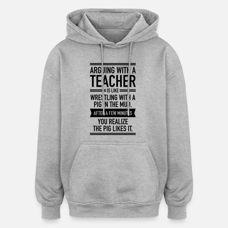 Arguin With A Teacher - Sweat à capuche oversize unisexe - gris chiné