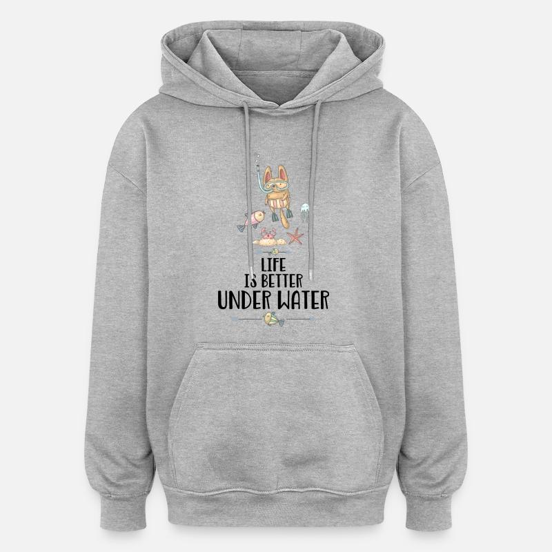 plongeur - Sweat à capuche oversize unisexe - gris chiné