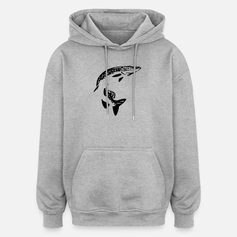 hecht - Sweat à capuche oversize unisexe - gris chiné