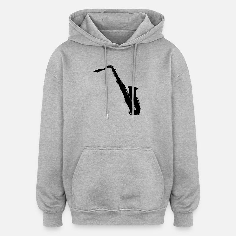 saxophone - Sweat à capuche oversize unisexe - gris chiné