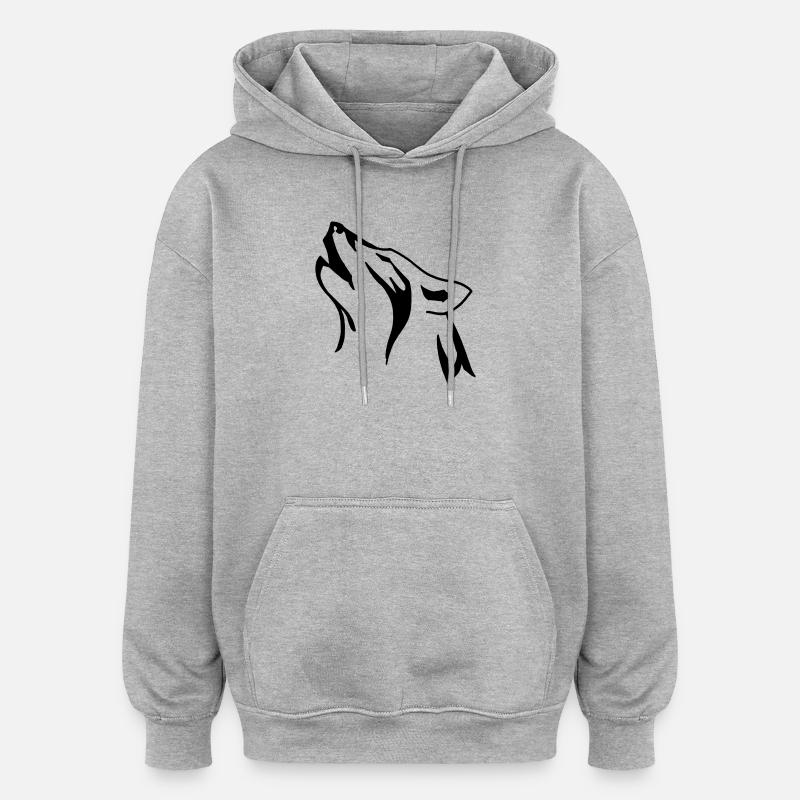 wolfkopf - Oversized Unisex Hoodie - Grau meliert