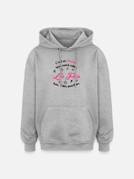 fille / fée / princesse / bébé - Sweat à capuche oversize unisexe - gris chiné