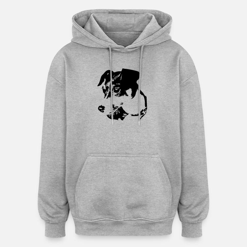 Tête de Jack Russell Terrier - Sweat à capuche oversize unisexe - gris chiné