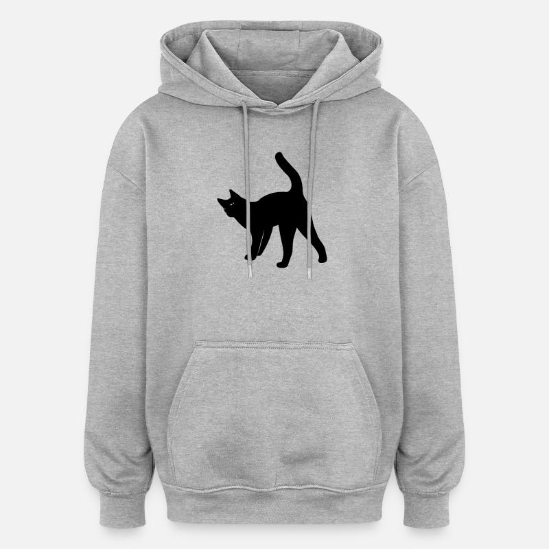 Chat chat - Sweat à capuche oversize unisexe - gris chiné