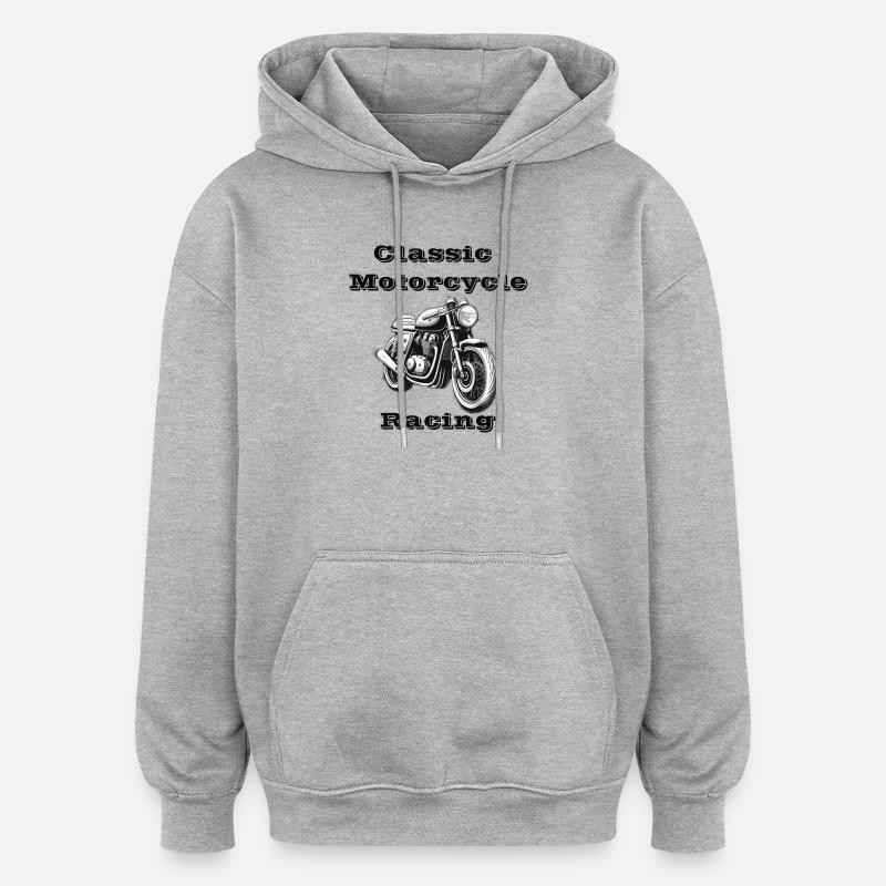 Course de moto classique - Sweat à capuche oversize unisexe - gris chiné