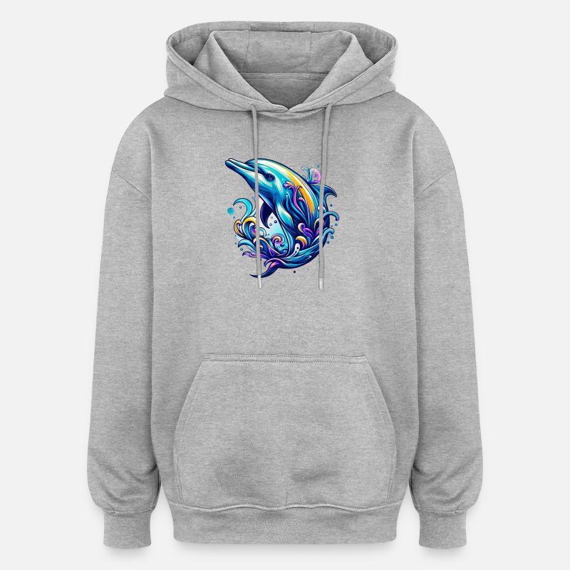 Dolphin - Oversized Unisex Hoodie - heather grey