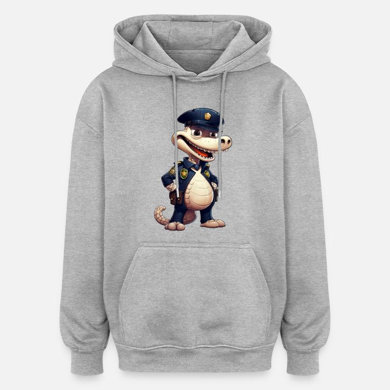 Polizei Krokodil - Oversized Unisex Hoodie - Grau meliert