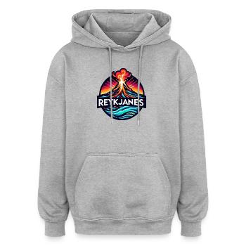 Ausbruch des Vulkans Reykjanes in Island. Vulkan - Oversized Unisex Hoodie - Grau meliert - Vorne - Noah (186cm)