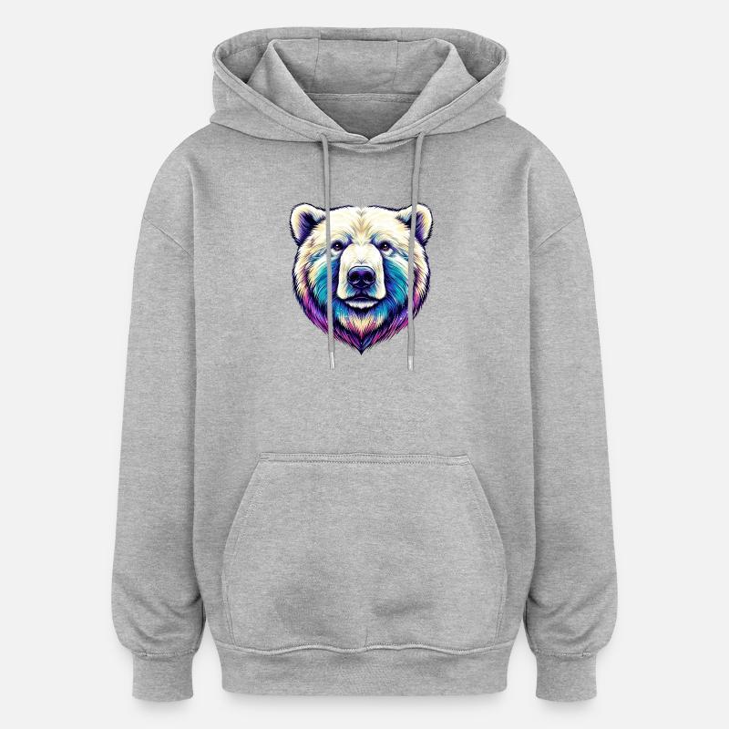 Weißer Eisbär - Oversized Unisex Hoodie - Grau meliert