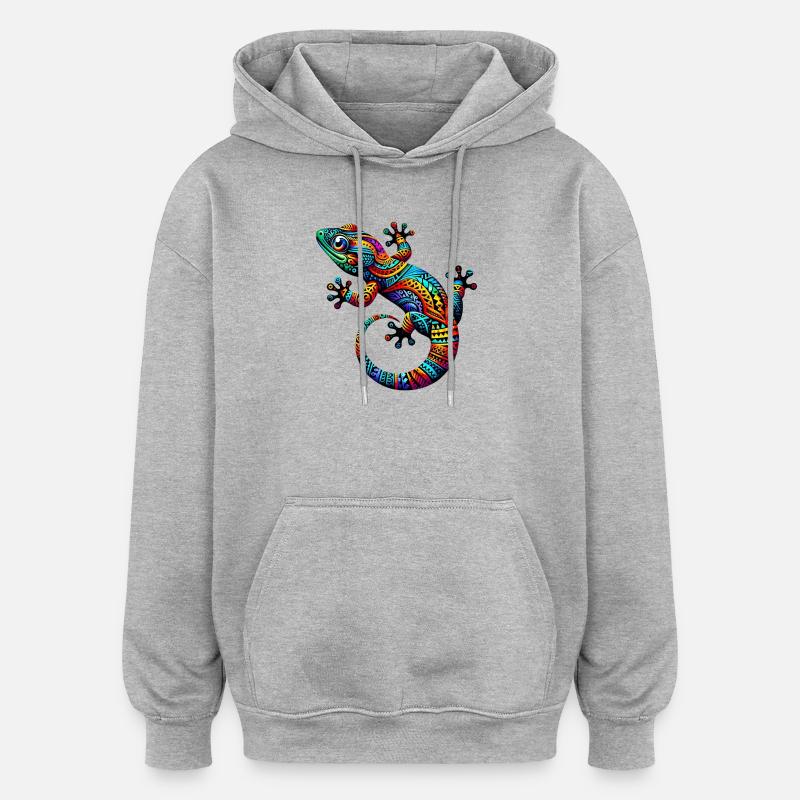 Gecko - Sweat à capuche oversize unisexe - gris chiné