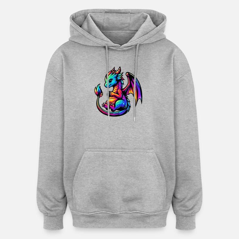 Dragon - Sweat à capuche oversize unisexe - gris chiné