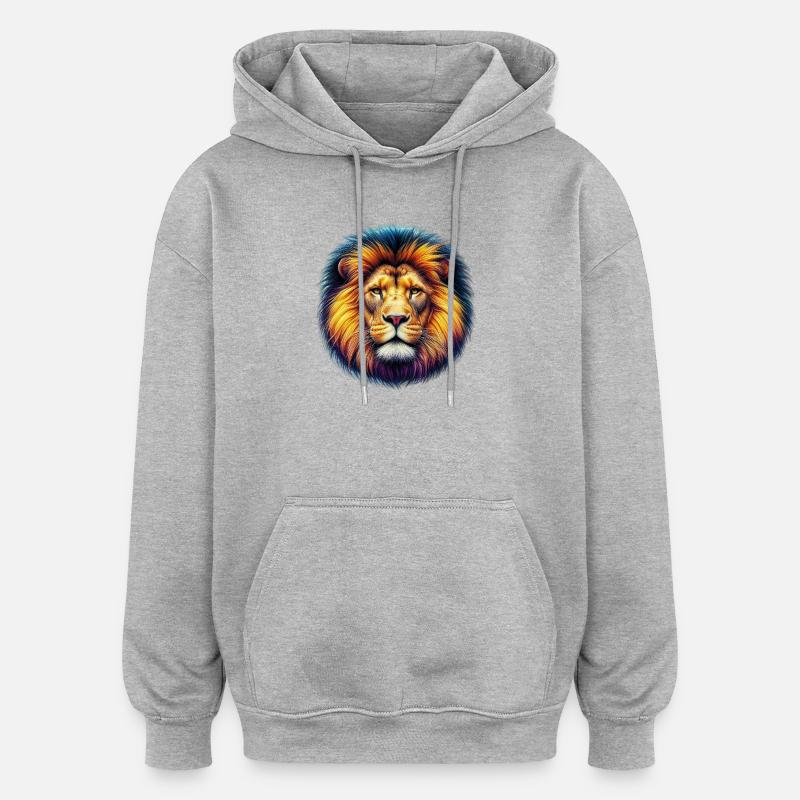 Löwe - Oversized Unisex Hoodie - Grau meliert