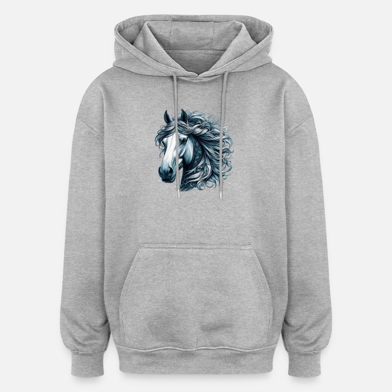 Cheval - Sweat à capuche oversize unisexe - gris chiné