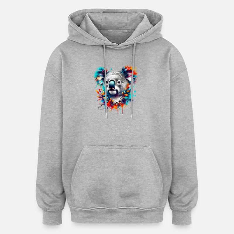 Koala - Sweat à capuche oversize unisexe - gris chiné