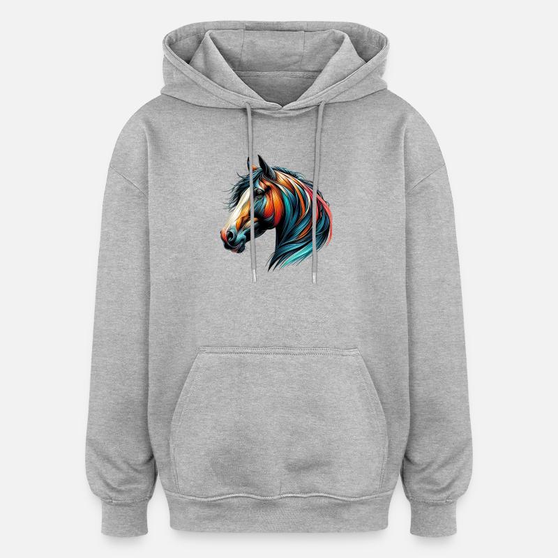 Cheval - Sweat à capuche oversize unisexe - gris chiné