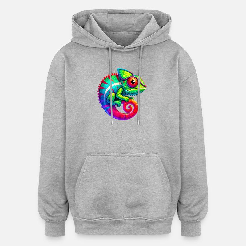 Caméléon - Sweat à capuche oversize unisexe - gris chiné