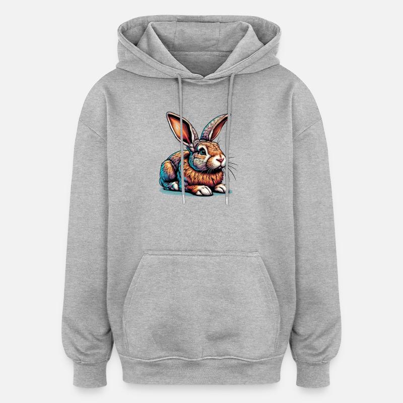 Lapin - Sweat à capuche oversize unisexe - gris chiné