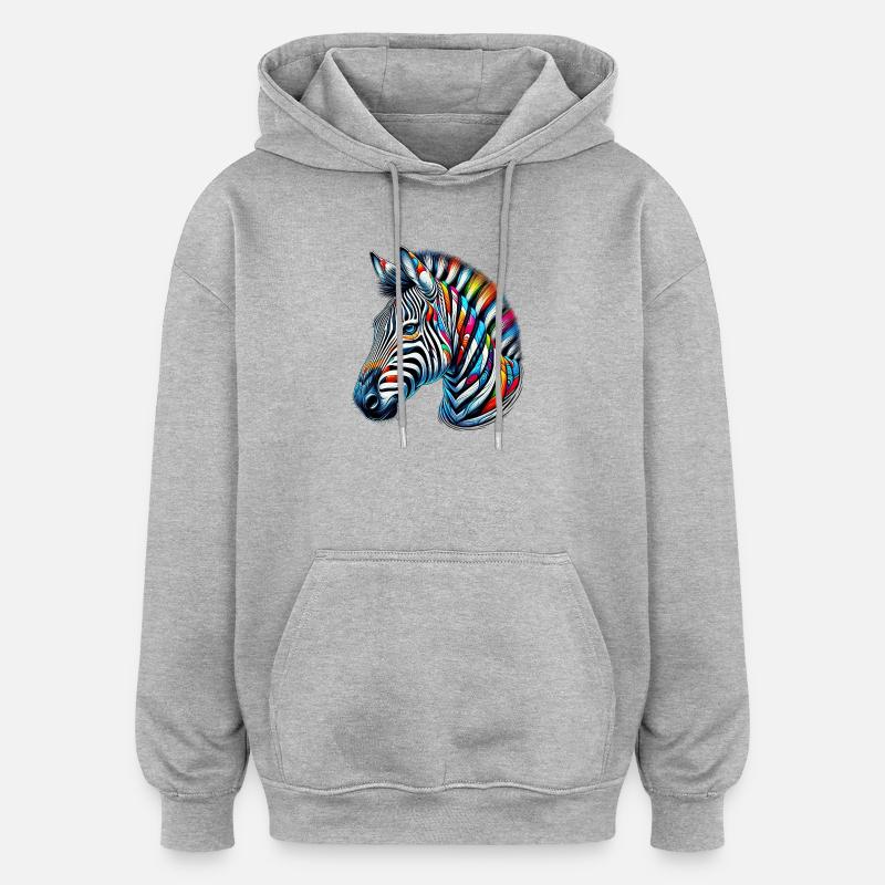 Zèbre - Sweat à capuche oversize unisexe - gris chiné