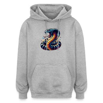 dynamic and colorful Cobra snake motif - Oversized Unisex Hoodie - heather grey - Front - Noah (186cm)