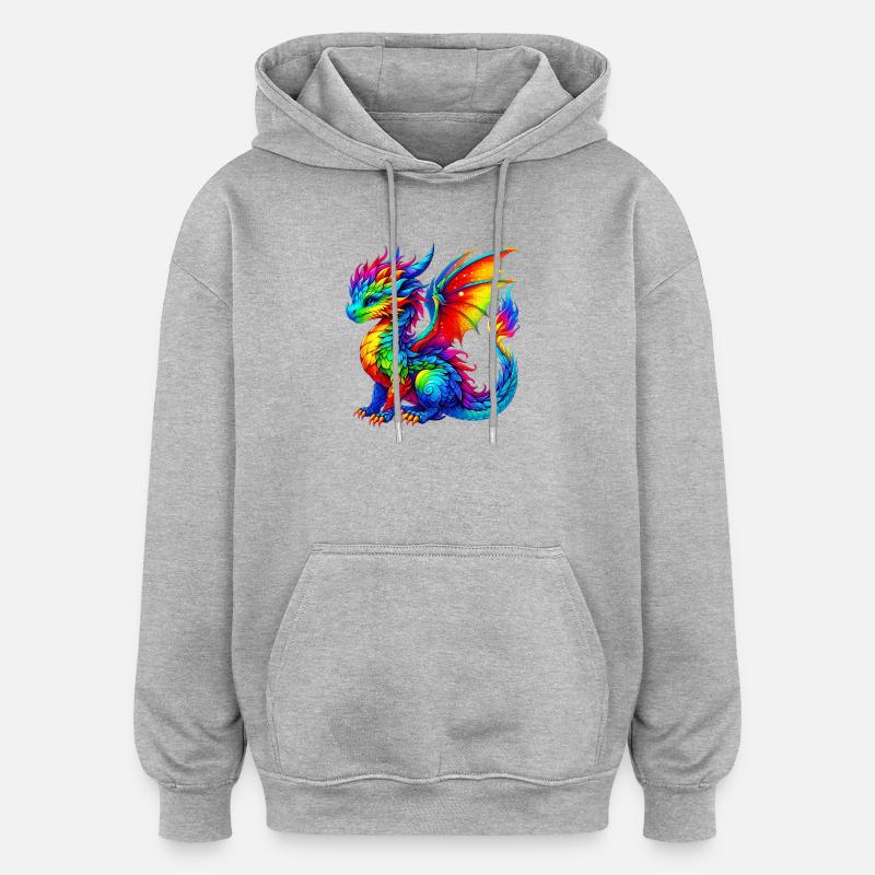 Drache - Oversized Unisex Hoodie - Grau meliert