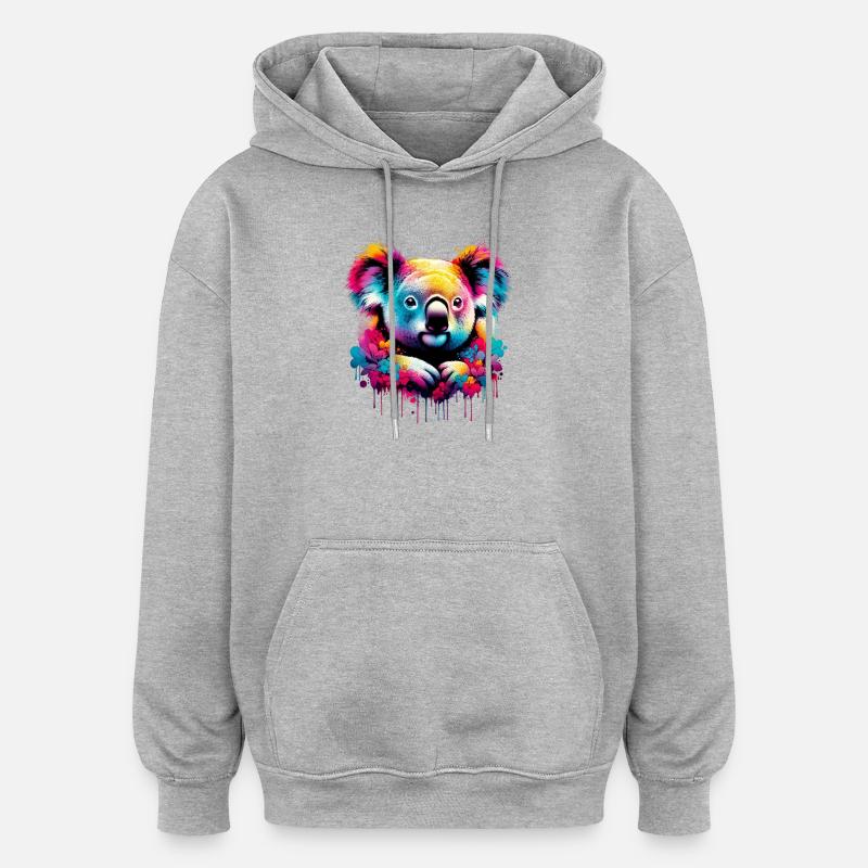 Koala - Sweat à capuche oversize unisexe - gris chiné