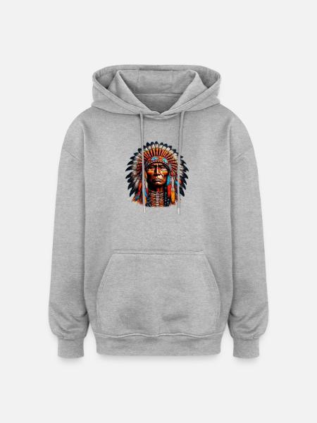 American Indian American - Oversized Unisex Hoodie - heather grey