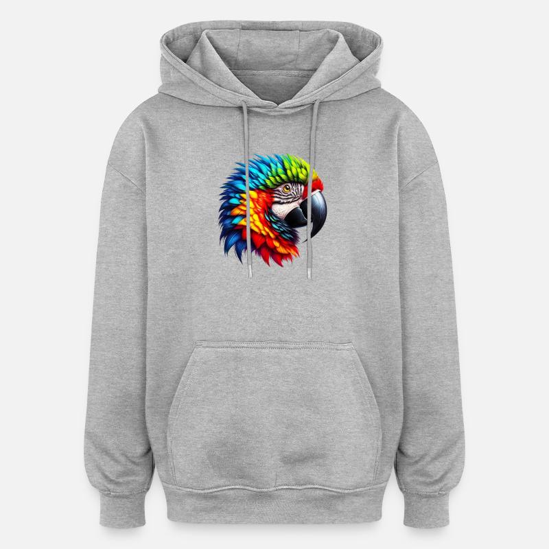 Perroquet - Sweat à capuche oversize unisexe - gris chiné