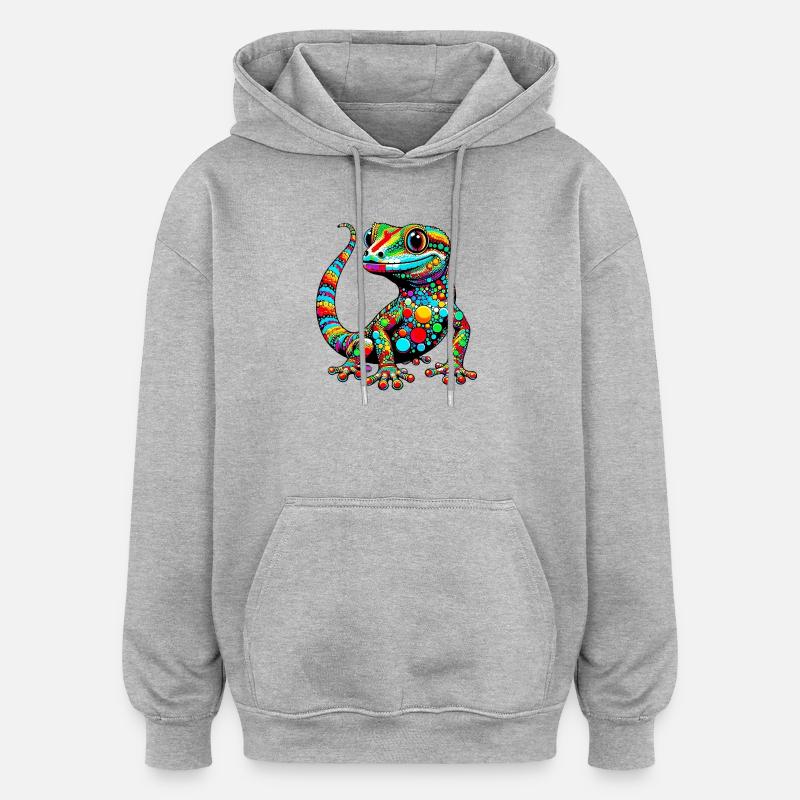Gecko - Sweat à capuche oversize unisexe - gris chiné