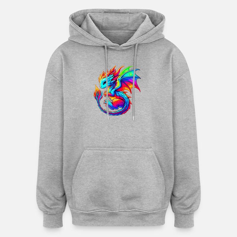 Drache - Oversized Unisex Hoodie - Grau meliert