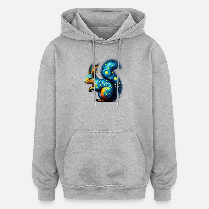 Écureuil - Sweat à capuche oversize unisexe - gris chiné