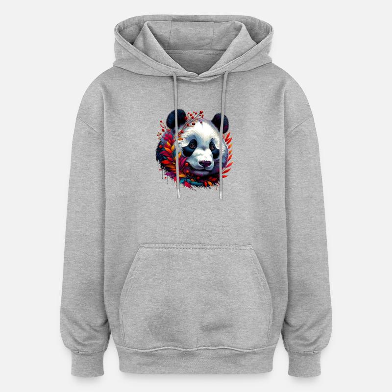 Panda - Sweat à capuche oversize unisexe - gris chiné