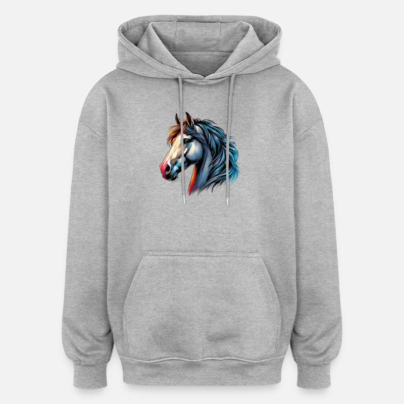 Cheval - Sweat à capuche oversize unisexe - gris chiné